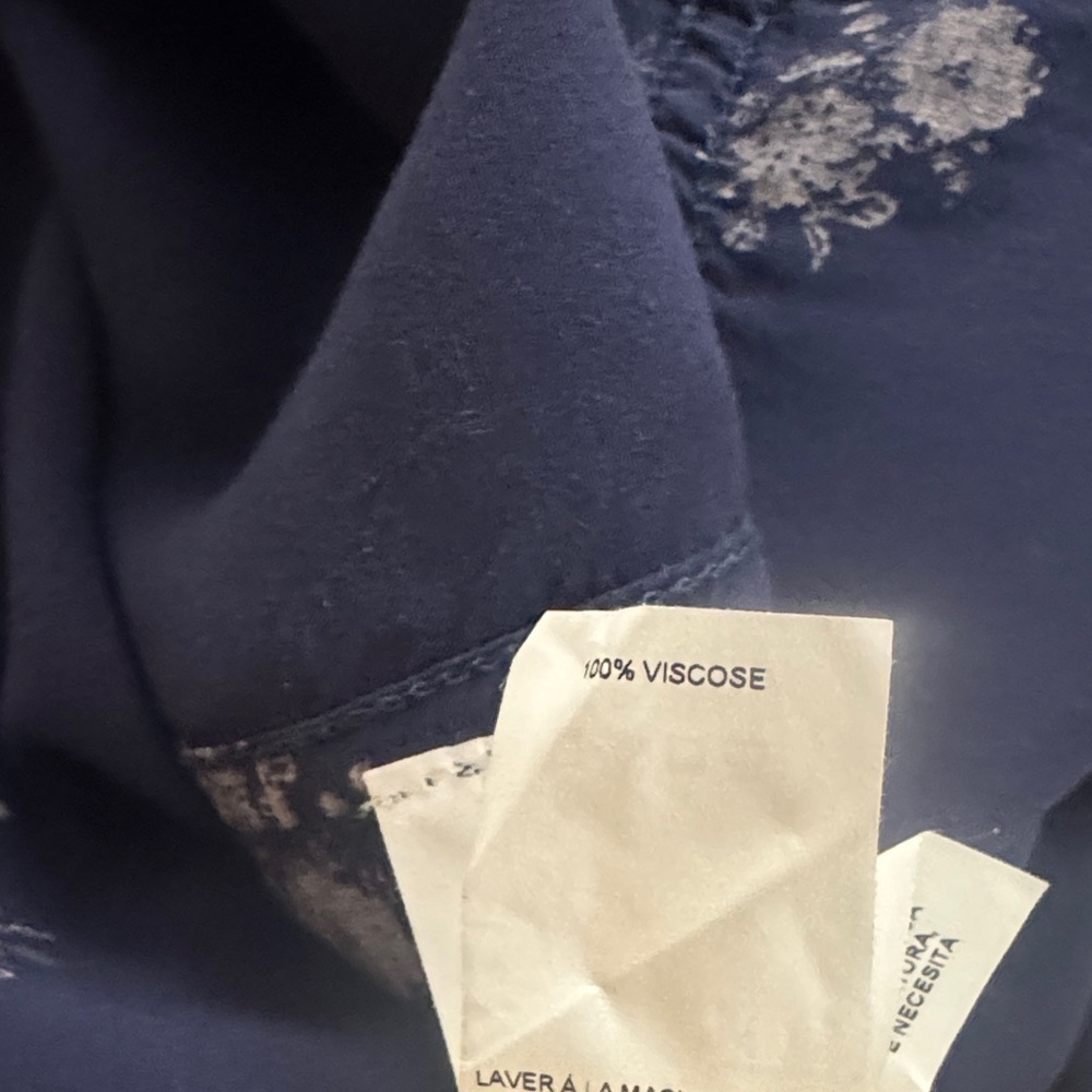 Joe Fresh Dark Blue Blouse with Light Floral Design - Picture 5 of 5